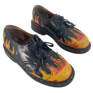 Tredair Vintage Black Leather Flame Oxford Shoes Men’s 8/Women’s 9
